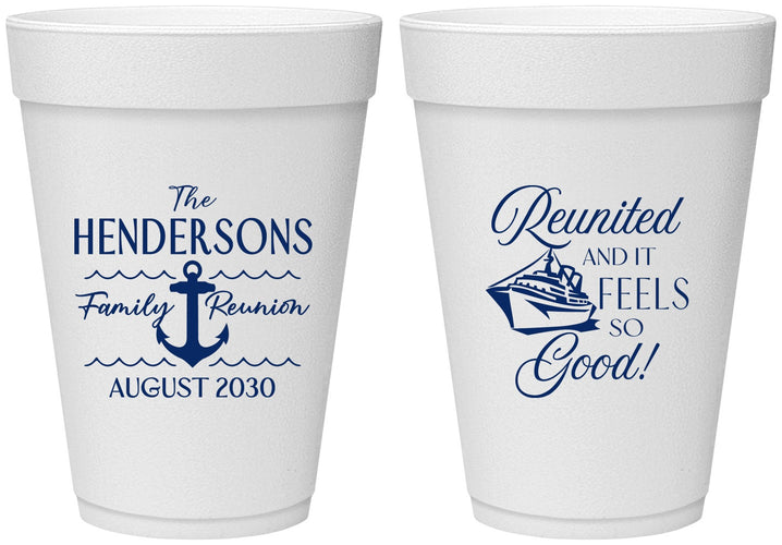 Personalized Family Reunion 16 oz Foam Cups - Cruise Anchor | 160027
