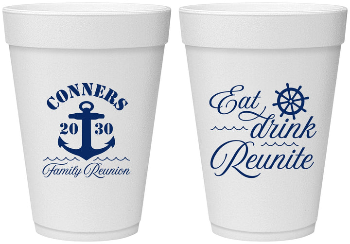 Personalized Family Reunion 16 oz Foam Cups - Cruise Anchor | 160028