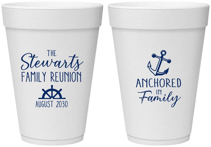 Personalized Family Reunion 16 oz Foam Cups - Cruise Anchor | 160029