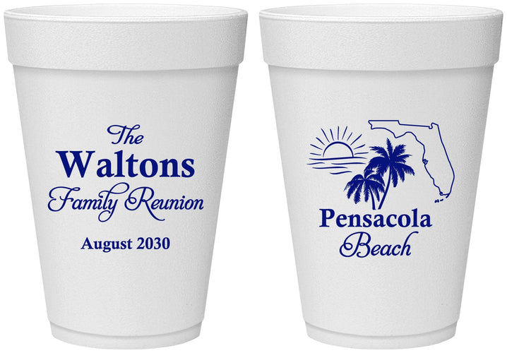 Personalized Family Reunion 16 oz Foam Cups - Florida Beach | 160036