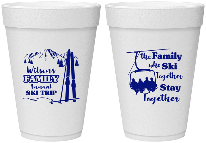 Personalized Family Reunion 16 oz Foam Cups - Ski Trip | 160040