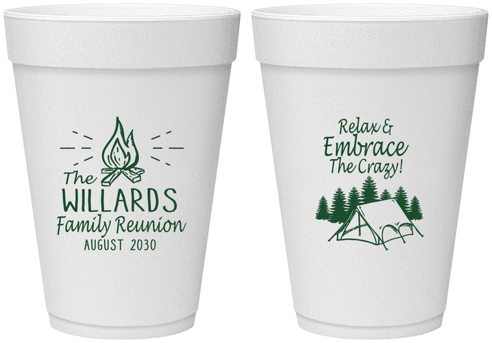 Personalized Family Reunion 16 oz Foam Cups - Camping | 160045