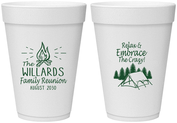 Personalized Family Reunion 16 oz Foam Cups - Camping | 160045