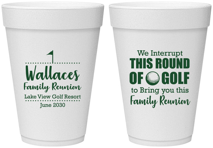 Personalized Family Reunion 16 oz Foam Cups - Golf | 160048