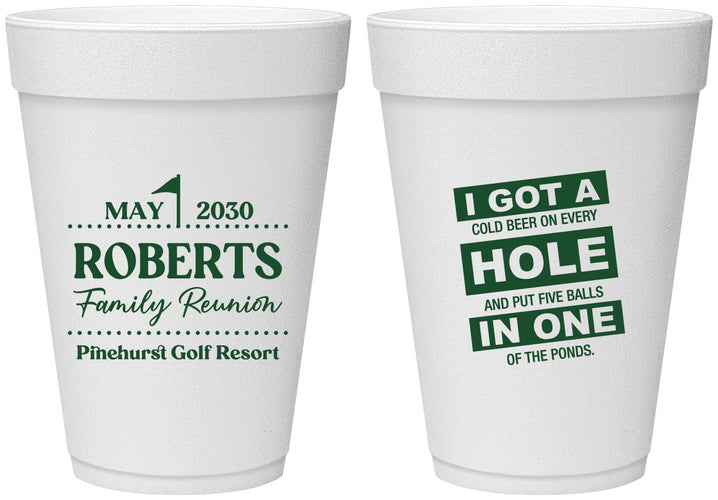 Personalized Family Reunion 16 oz Foam Cups - Golf | 160049