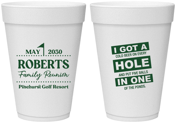 Personalized Family Reunion 16 oz Foam Cups - Golf | 160049