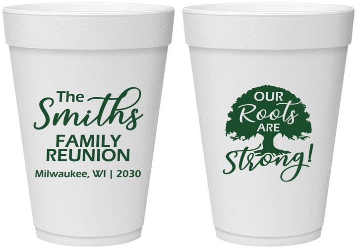Personalized Family Reunion 16 oz Foam Cups - Our Roots Are Strong | 160051