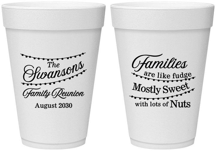 Personalized Family Reunion 16 oz Foam Cups - String Lights | 160059