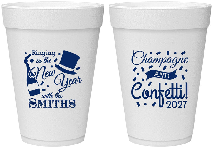 Personalized New Years 16 oz Foam Cups - 2027 Confetti | 170003
