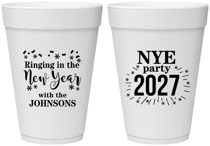 Personalized New Years 16 oz Foam Cups - 2027 Ringing In | 170013