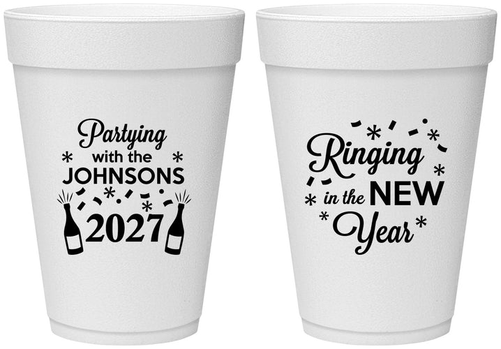 Personalized New Years 16 oz Foam Cups - 2027 Ringing In | 170014
