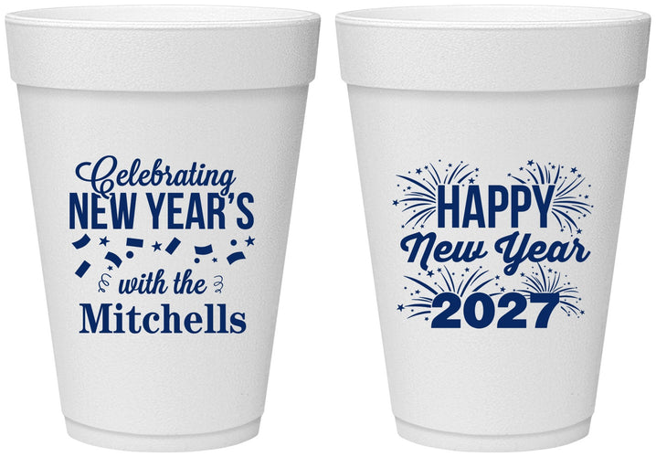 Personalized New Years 16 oz Foam Cups - 2027 Nye Confetti | 170015