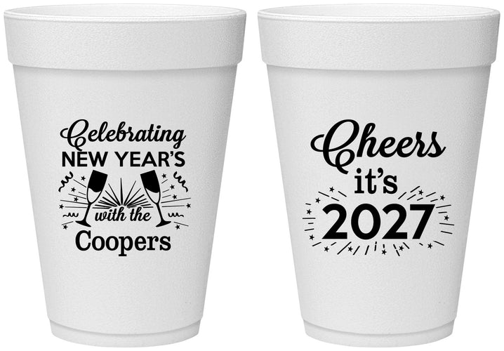 Personalized New Years 16 oz Foam Cups - 2027 Cheers | 170024