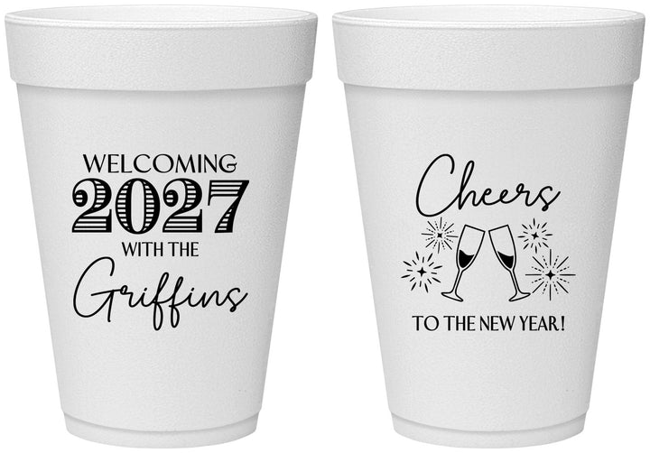 Personalized New Years 16 oz Foam Cups - 2027 Cheers | 170029