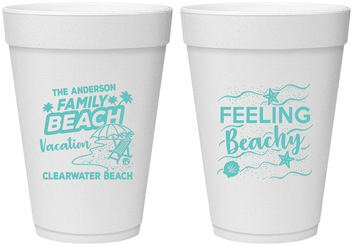 Personalized Family Vacation 16 oz Foam Cups - Feeling Beachy | 180002