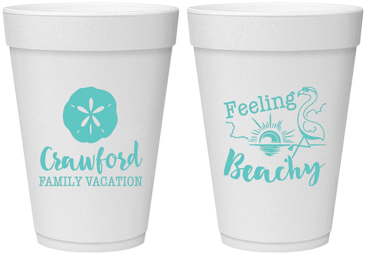 Personalized Family Vacation 16 oz Foam Cups - Feeling Beachy | 180009