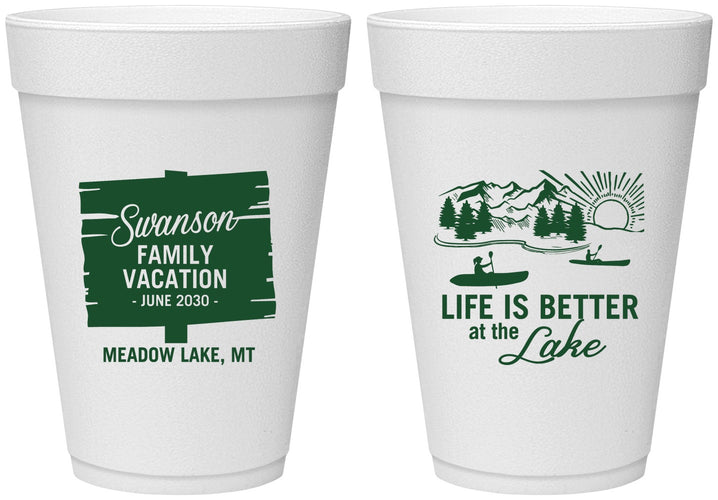 Personalized Family Vacation 16 oz Foam Cups - Life Is Better At The Lake | 180010