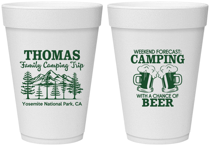 Personalized Family Vacation 16 oz Foam Cups - Camping Park | 180013