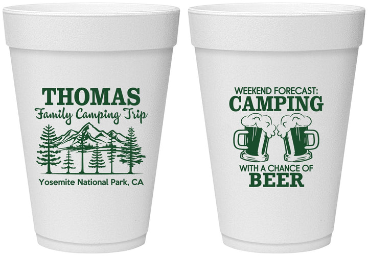 Personalized Family Vacation 16 oz Foam Cups - Camping Park | 180013