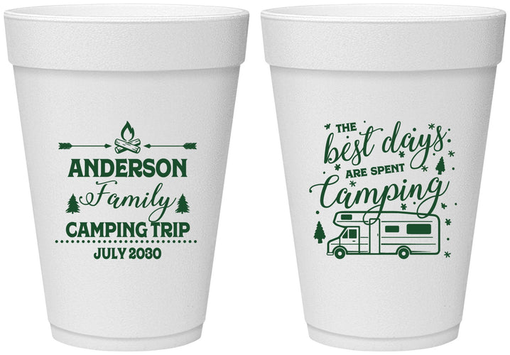 Personalized Family Vacation 16 oz Foam Cups - Camping Trip | 180017