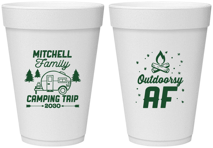 Personalized Family Vacation 16 oz Foam Cups - Camping Trip | 180018