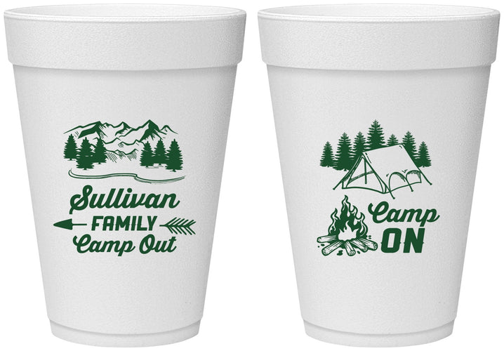 Personalized Family Vacation 16 oz Foam Cups - Family Camp Out | 180019