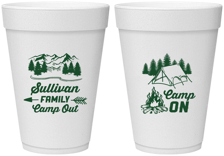 Personalized Family Vacation 16 oz Foam Cups - Family Camp Out | 180019