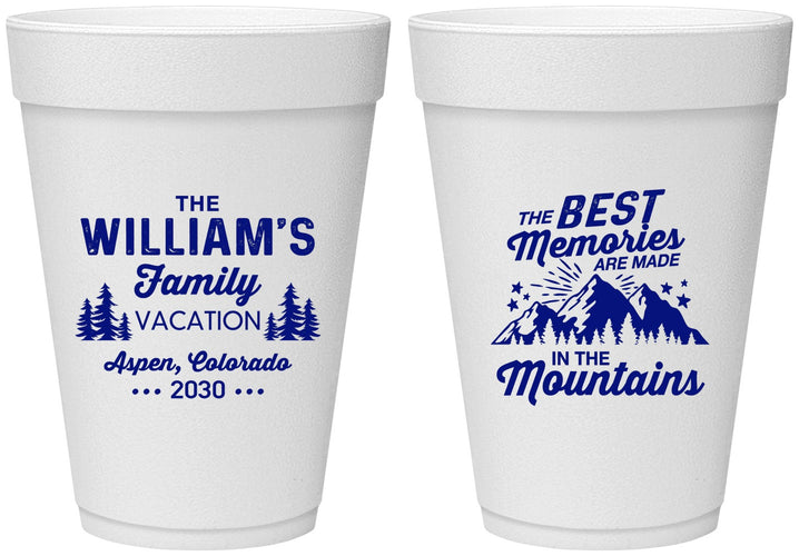Personalized Family Vacation 16 oz Foam Cups - Mountains | 180022