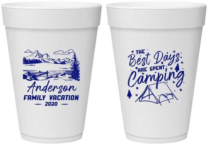 Personalized Family Vacation 16 oz Foam Cups - Camping Trip | 180025