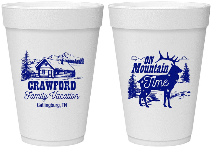 Personalized Family Vacation 16 oz Foam Cups - Mountain | 180027