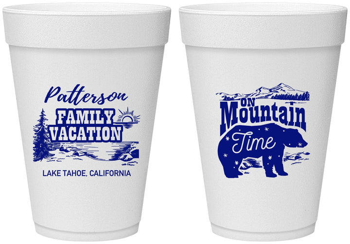 Personalized Family Vacation 16 oz Foam Cups - Mountain | 180028