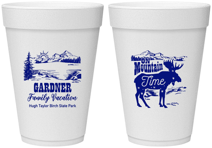 Personalized Family Vacation 16 oz Foam Cups - Mountain | 180029