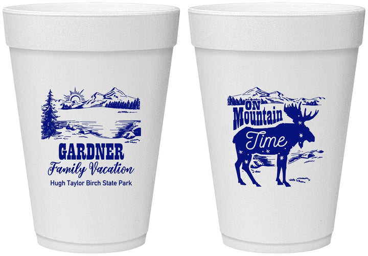 Personalized Family Vacation 16 oz Foam Cups - Mountain | 180029