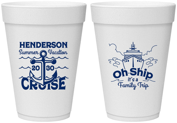 Personalized Family Vacation 16 oz Foam Cups - Oh Ship Cruise | 180032
