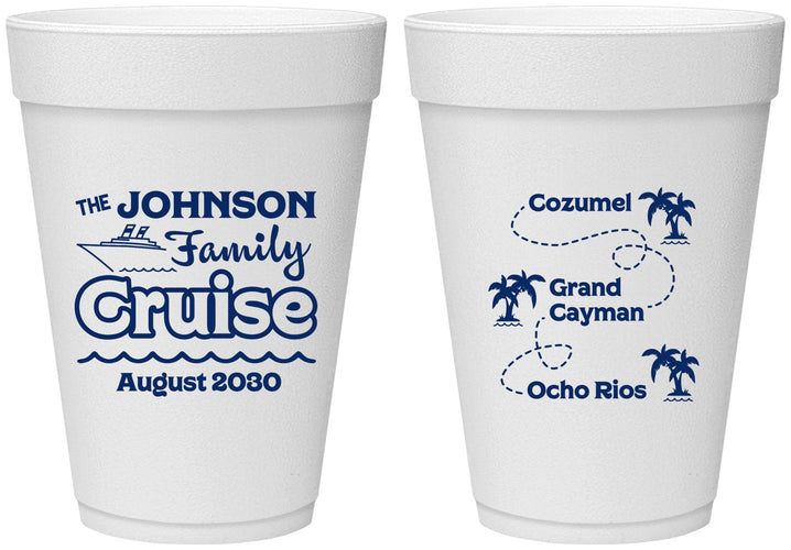 Personalized Family Vacation 16 oz Foam Cups - Cruise Ship | 180035