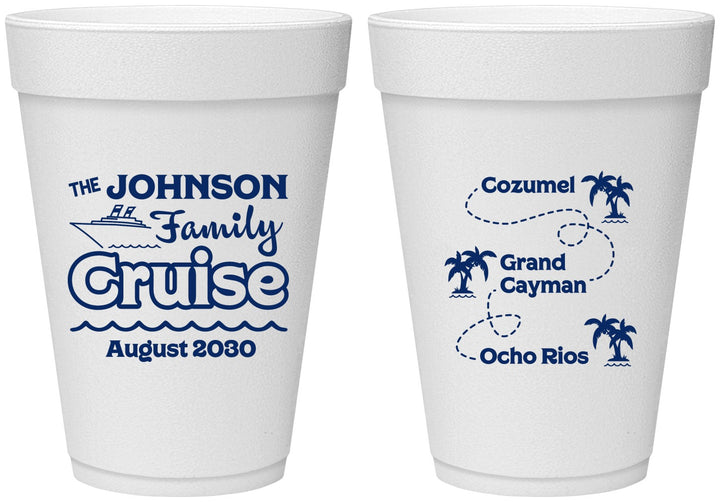Personalized Family Vacation 16 oz Foam Cups - Cruise Ship | 180035