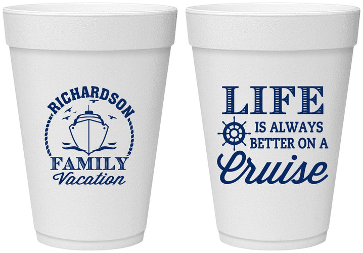 Personalized Family Vacation 16 oz Foam Cups - Cruise Ship | 180036