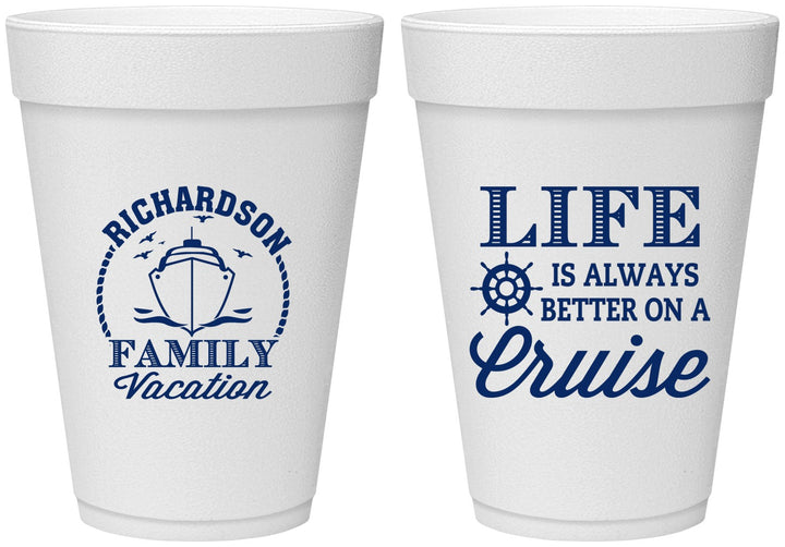 Personalized Family Vacation 16 oz Foam Cups - Cruise Ship | 180036
