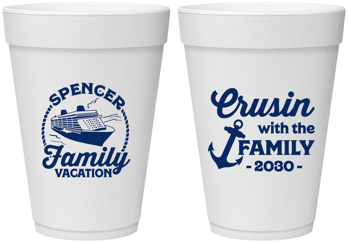 Personalized Family Vacation 16 oz Foam Cups - Cruisin Ship | 180037