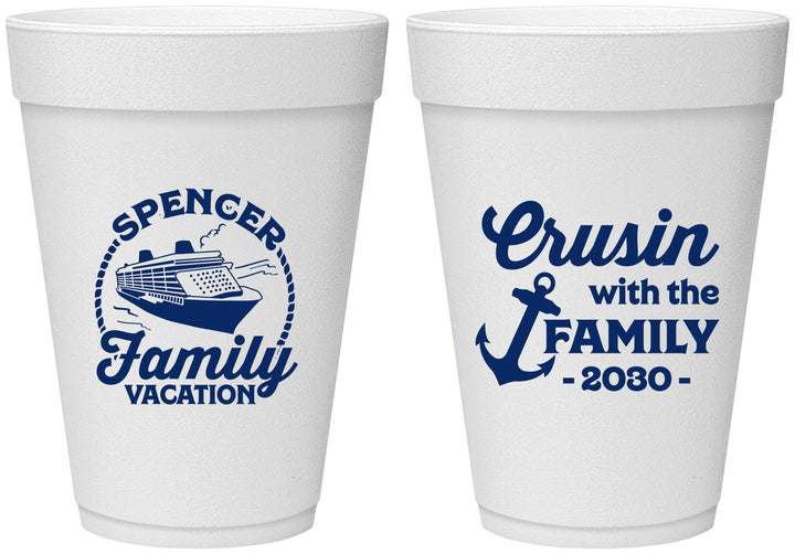 Personalized Family Vacation 16 oz Foam Cups - Cruisin Ship | 180037