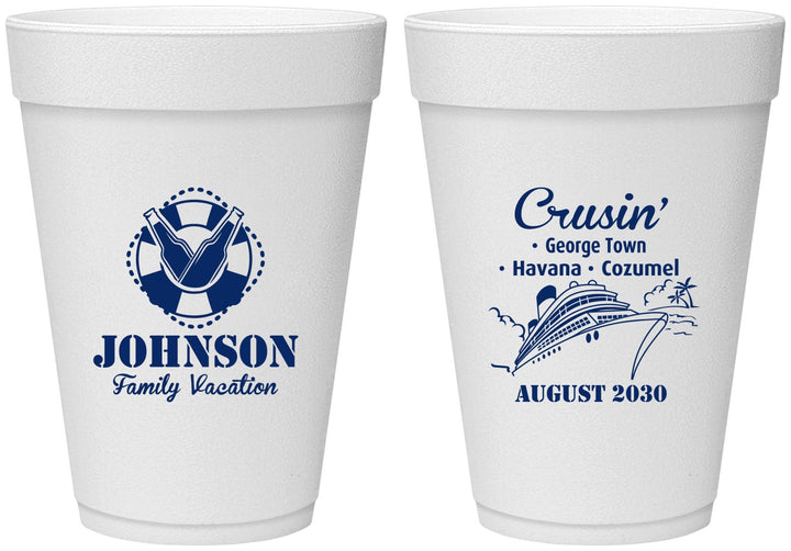 Personalized Family Vacation 16 oz Foam Cups - Cruisin Ship | 180039
