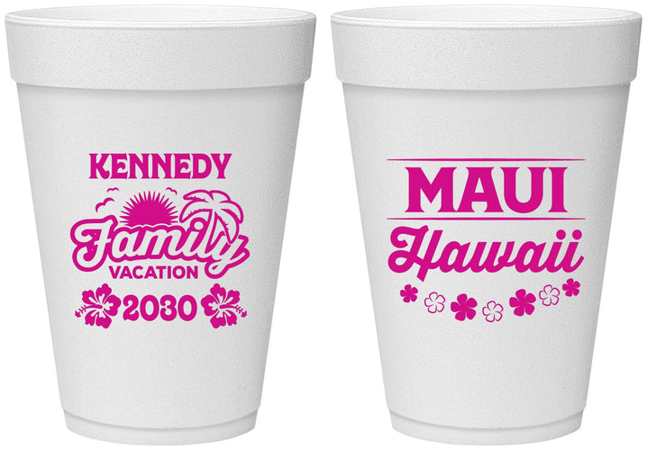 Personalized Family Vacation 16 oz Foam Cups - Hawaii | 180040