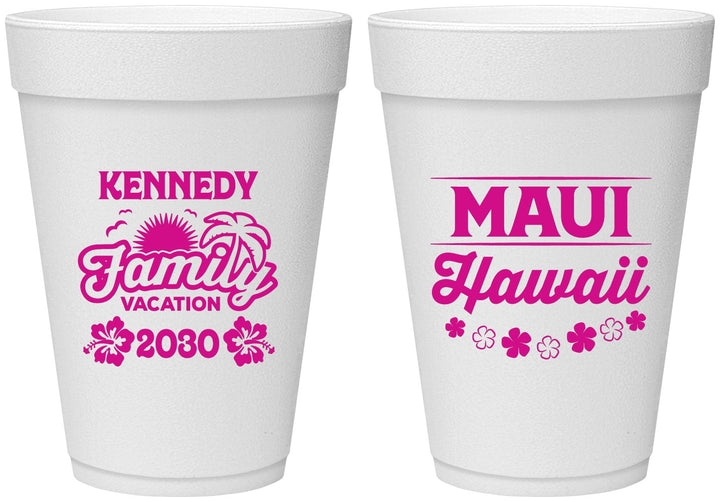 Personalized Family Vacation 16 oz Foam Cups - Hawaii | 180040