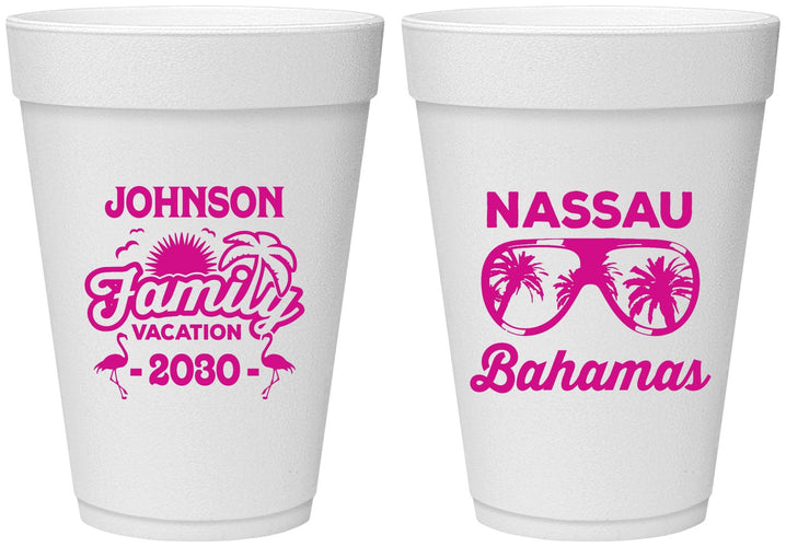 Personalized Family Vacation 16 oz Foam Cups - Bahamas | 180041