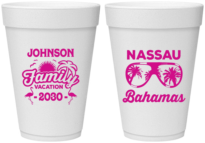 Personalized Family Vacation 16 oz Foam Cups - Bahamas | 180041