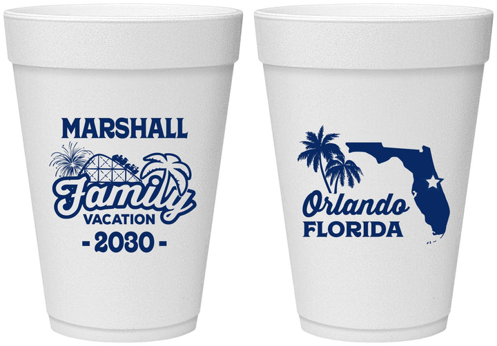 Personalized Family Vacation 16 oz Foam Cups - Orlando | 180043