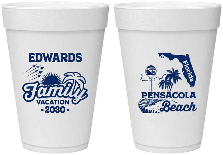 Personalized Family Vacation 16 oz Foam Cups - Florida | 180044
