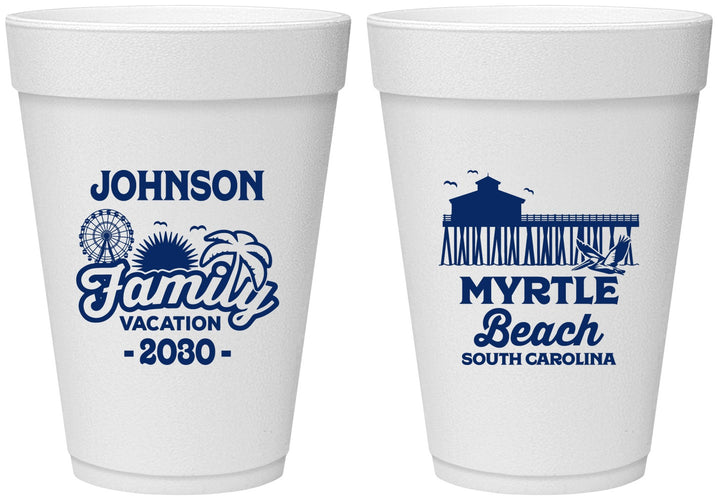 Personalized Family Vacation 16 oz Foam Cups - Myrtle Beach | 180045