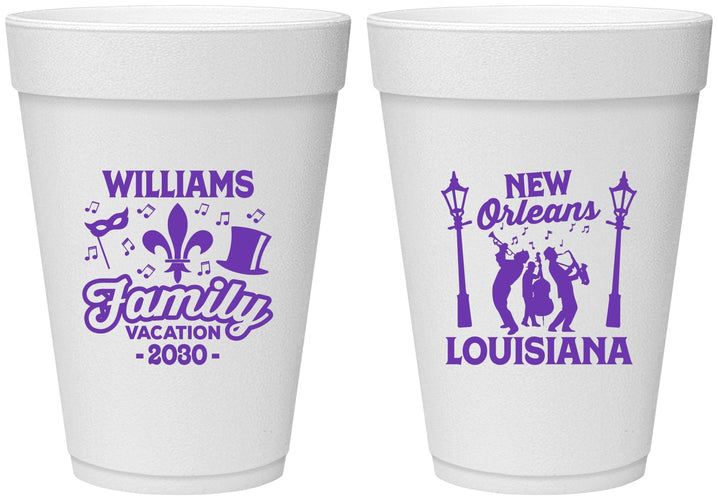 Personalized Family Vacation 16 oz Foam Cups - New Orleans | 180047