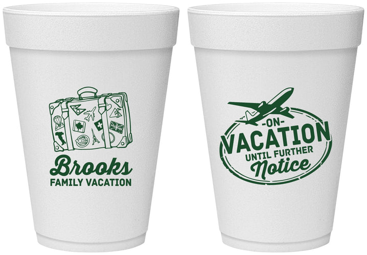 Personalized Family Vacation 16 oz Foam Cups - Road Trip Plane | 180052
